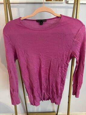 Ralph Lauren Women's Long-Sleeve Crewneck Top - Magenta